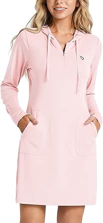 Women's UPF 50+ Sun Protection Swim Cover Up Dress - 3/4 Sleeve Beach Tunic With Pockets