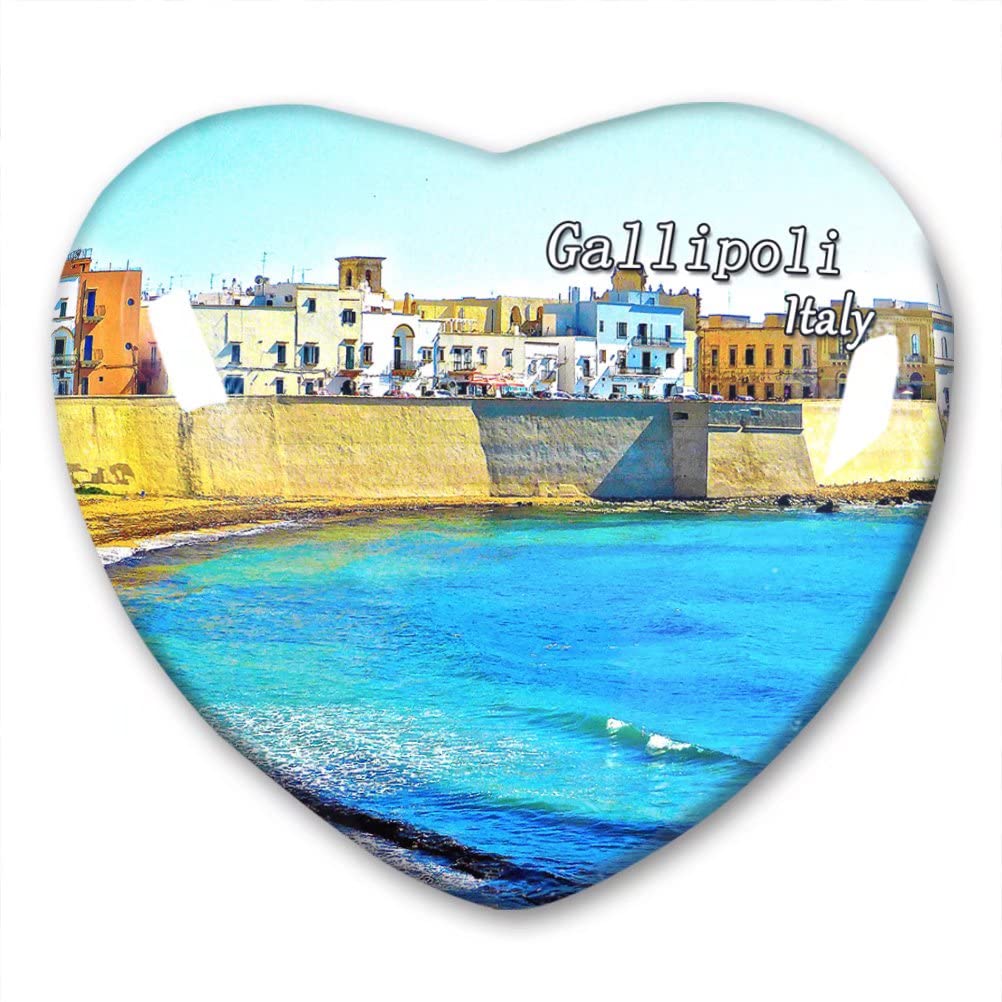 Italy Gallipoli Fridge Magnet Refrigerator Stickers Collection Decorative Magnet Travel Souvenir Heart-Shaped Crystal Glass