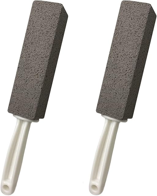ddLUCK 2 Pack Pumice Cleaning Stone with Handle, Toilet Bowl Cleaner Toilet Brush with Non-Slip Long Plastic Handle for Kitchen/Bath/Pool/Household Cleaning