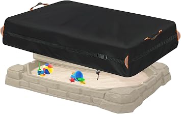 Kids Sandbox Cover for Naturally Playful Sandbox II,Made of 600D Waterproof Oxford Cloth, Reflective Carry Handle with Two Warning Signs and 4.6 Meters Long Mesh Grommets.51" L x 32" W x 13" H