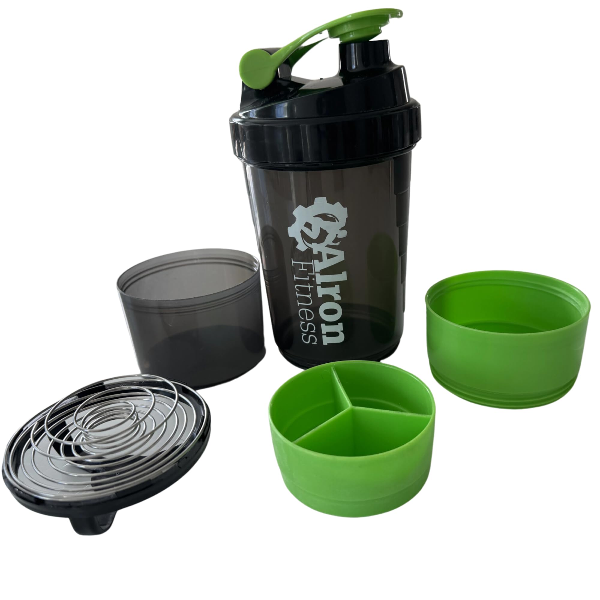 ALRON FITNESS AlronFitnesss Protein Shaker Bottle 500ml - Premium Gym Protein Shake Cup, Leak-Proof Flip Cap, Mixing Ball & Powder Storage, Perfect for Sports and Workout (16oz) (Green)