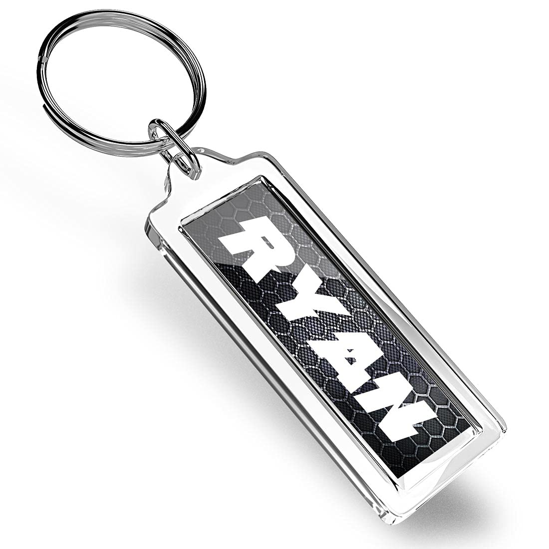 Destination1 x Ryan Name Black Carbon Keyring Lightweight Plastic Keyring Key Chain Key Ring #123052