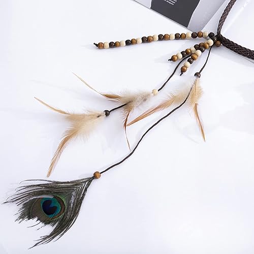 Miniatura 4 de lureme Diadema de plumas indias accesorios-hechos a mano plumas pelo lazos traje cabeza vestido tribal pluma headpiece hb000012-2