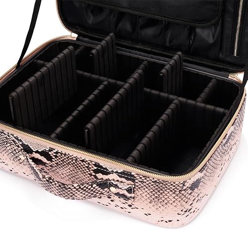 Miniatura 7 de ROWNYEON Bolsa de maquillaje, estuche de maquillaje cosmético, organizador de maquillaje, bolsa de almacenamiento portátil profesional para mujeres