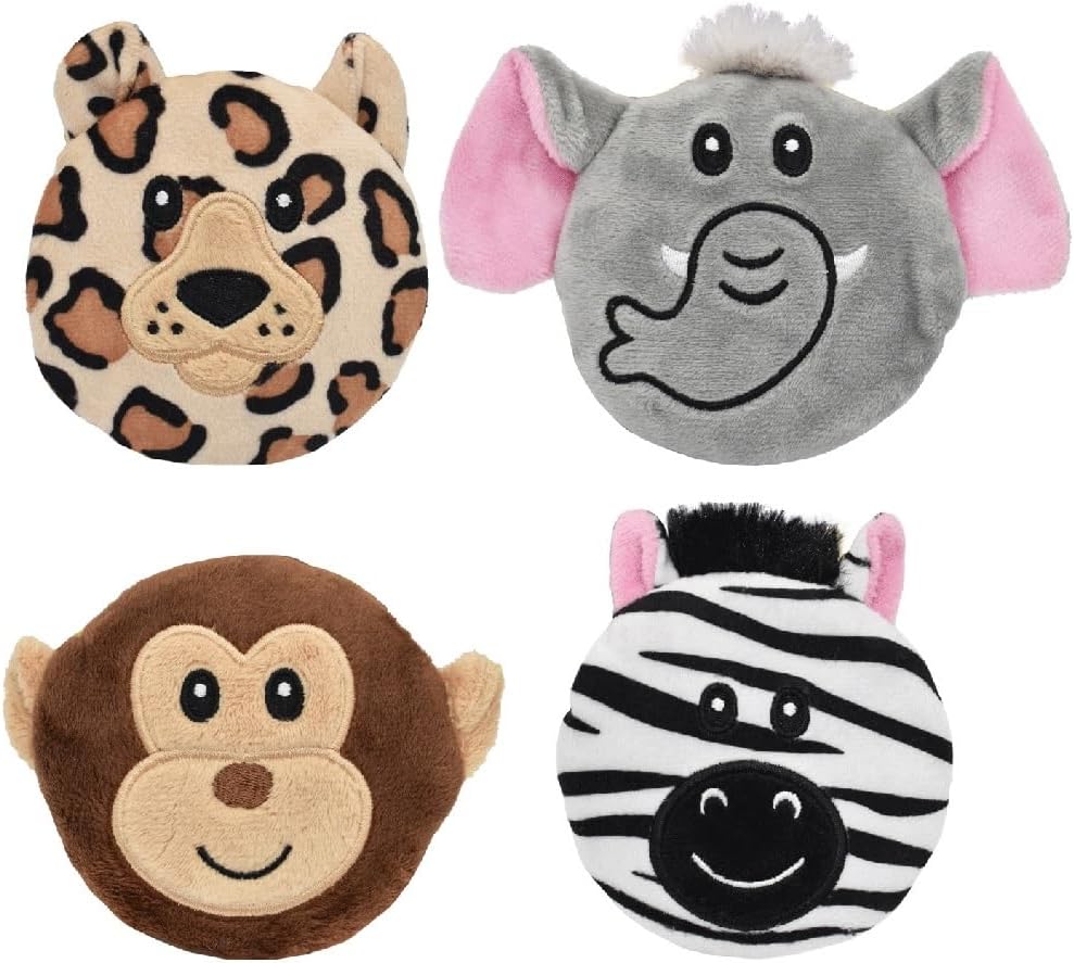 3.5 Inch Safari Subwoofer Disc Dog Toy with Squeaker Choose from 4 Animals or Full Set (Full Set - All 4 Toys)