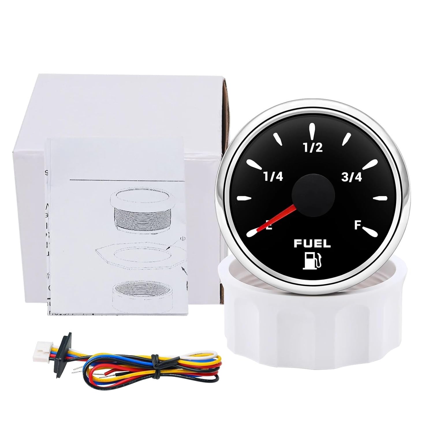 52mm Waterproof Car Boat Fuel Level Gauge Water Level Gauge fit for 0~190ohm 240-33ohm Fuel Level Sensor with 7 Colors Backlight(BS 240-33ohm Fuel)