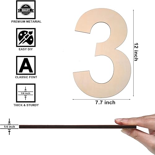 Vista 171 de Símbolo de madera de 12 pulgadas y letra grande de madera sin terminar de 1/4 de pulgada de grosor para manualidades, decoración de pared del hogar