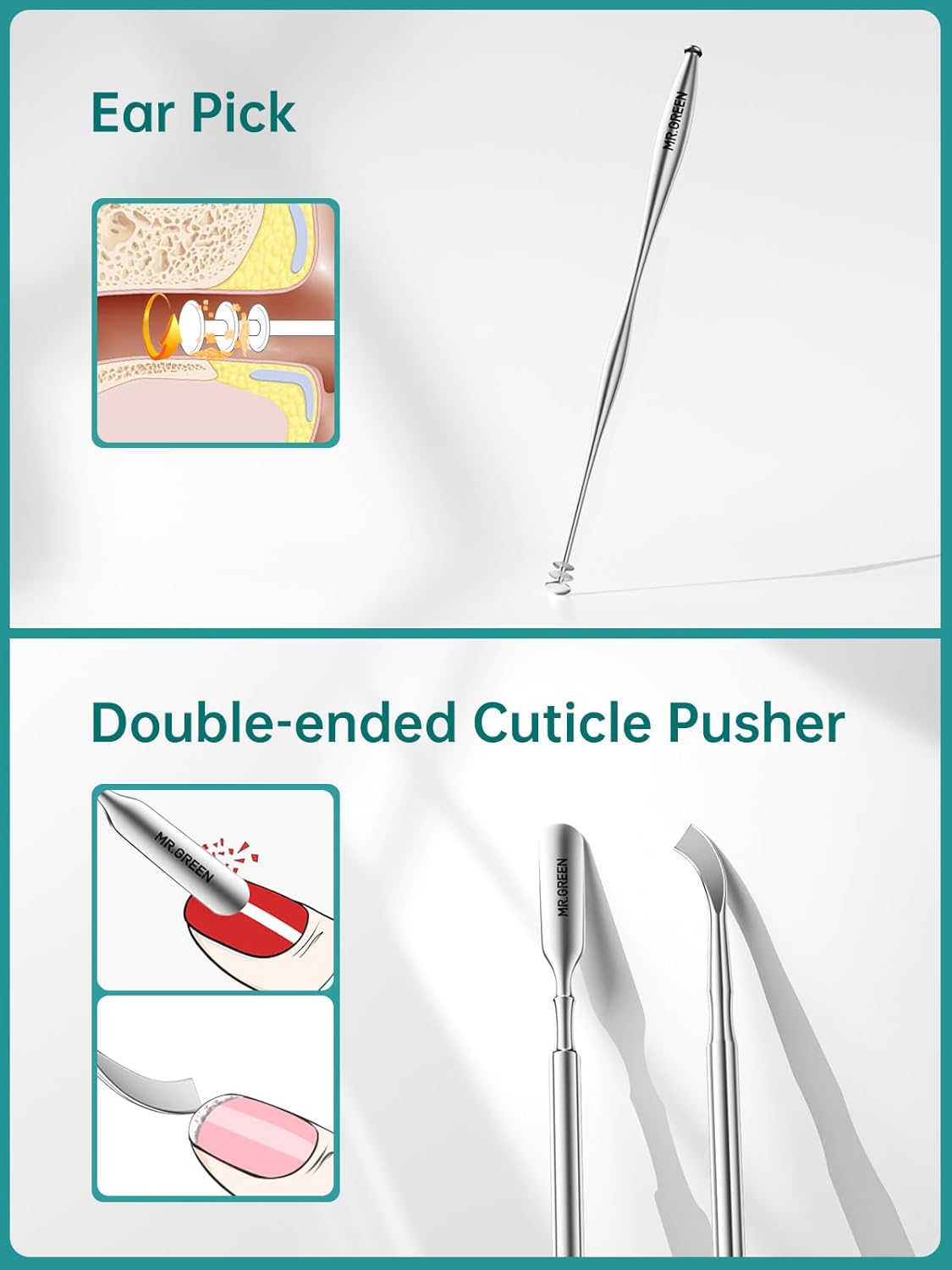 MR.GREEN 9-in-1 Manicure & Pedicure Set – Professional German Stainless Steel Nail Clippers Grooming Kit with Splash-Proof Nail Clipper & Genuine Leather Travel Case (Cognac Brown) - Image 6