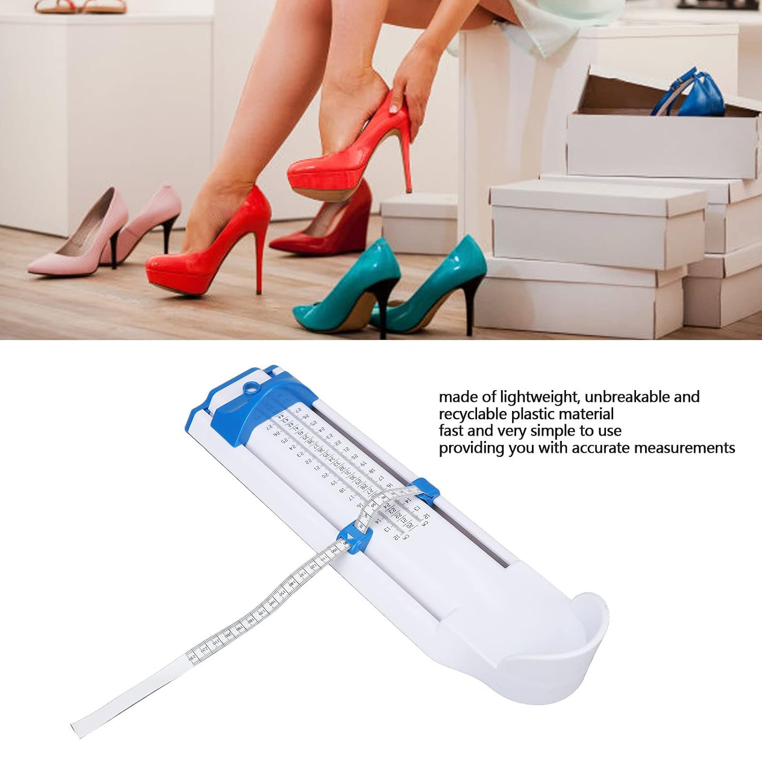 Adult Feet Measuring Sizer - High Accuracy Foot Measuring Device for Home Use - Lightweight & Portable Foot Gauge for Accurate Shoe Size & Width Measurement