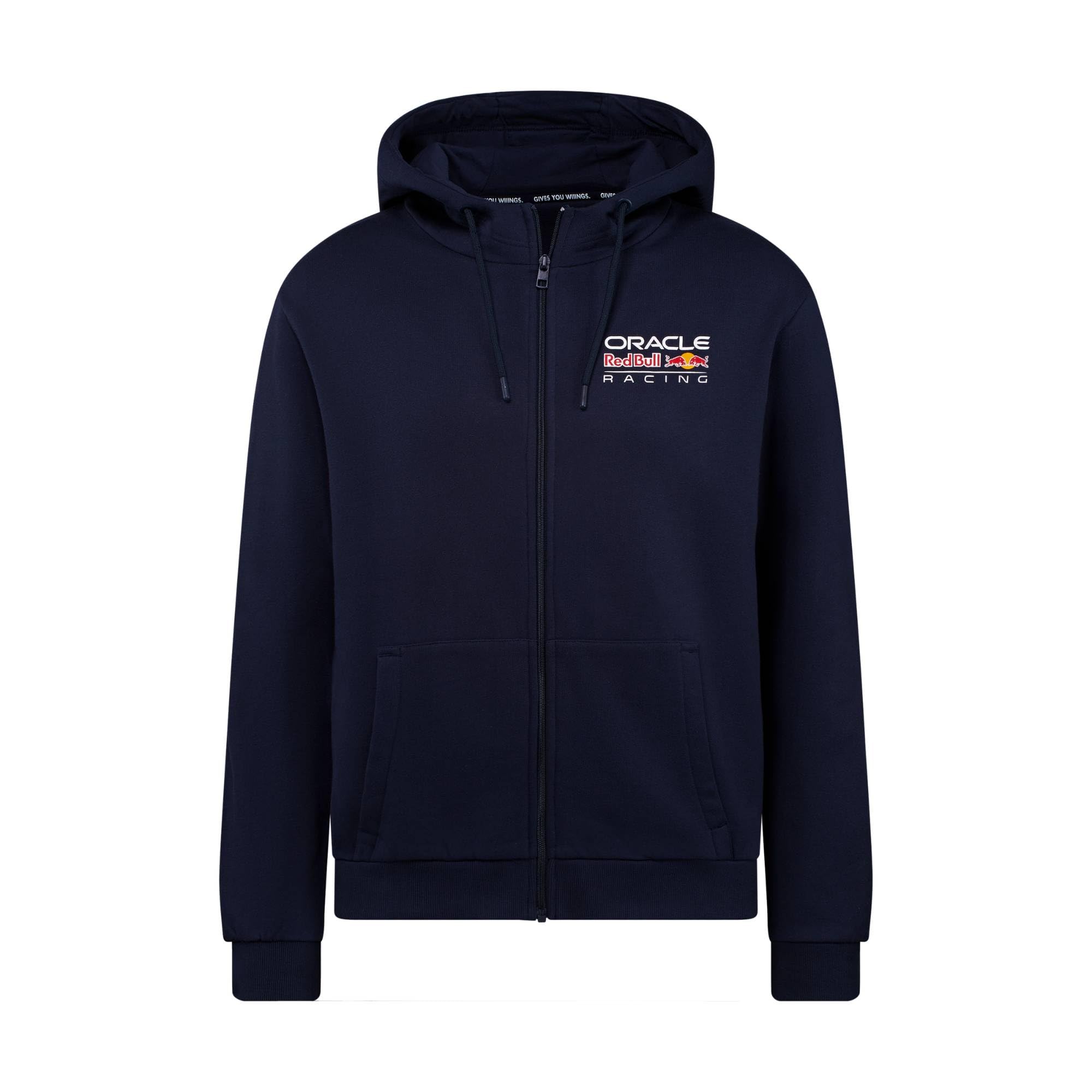 Red Bull ENERGY WEAR Oracle RB Racing Zip Hoodie Navy | Offizieller Formel 1 Fanartikel - 100% Baumwolle - mit Frontreißverschluss Kapuze mit Kordelzug Racing-Logo auf der Brust