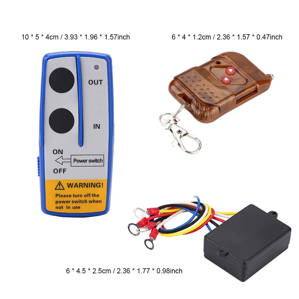 Qiilu Telecommande Treuil 12v Sans Fil, Kit de contrôleur de télécommande de treuil sans fil universel 12V 50ft pour camion de voiture