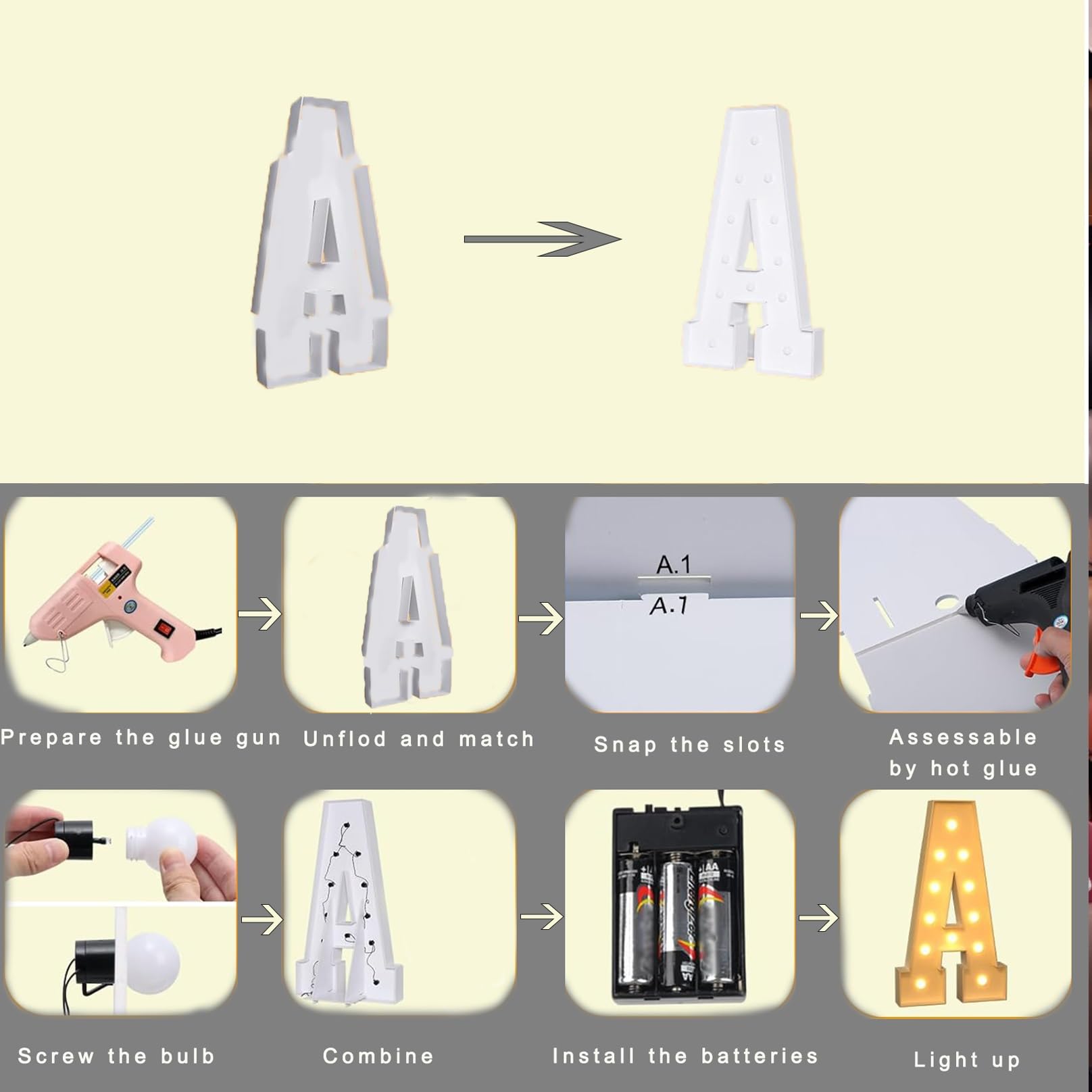 Chiffres Lumineux for chapiteau de 4 Pieds de Haut 3 Chiffres for décoration de fête d'anniversaire du 3e et 13e Chiffres en mosaïque for Ballons Kit de Panneau en Mousse prédécoupé(Letter V)
