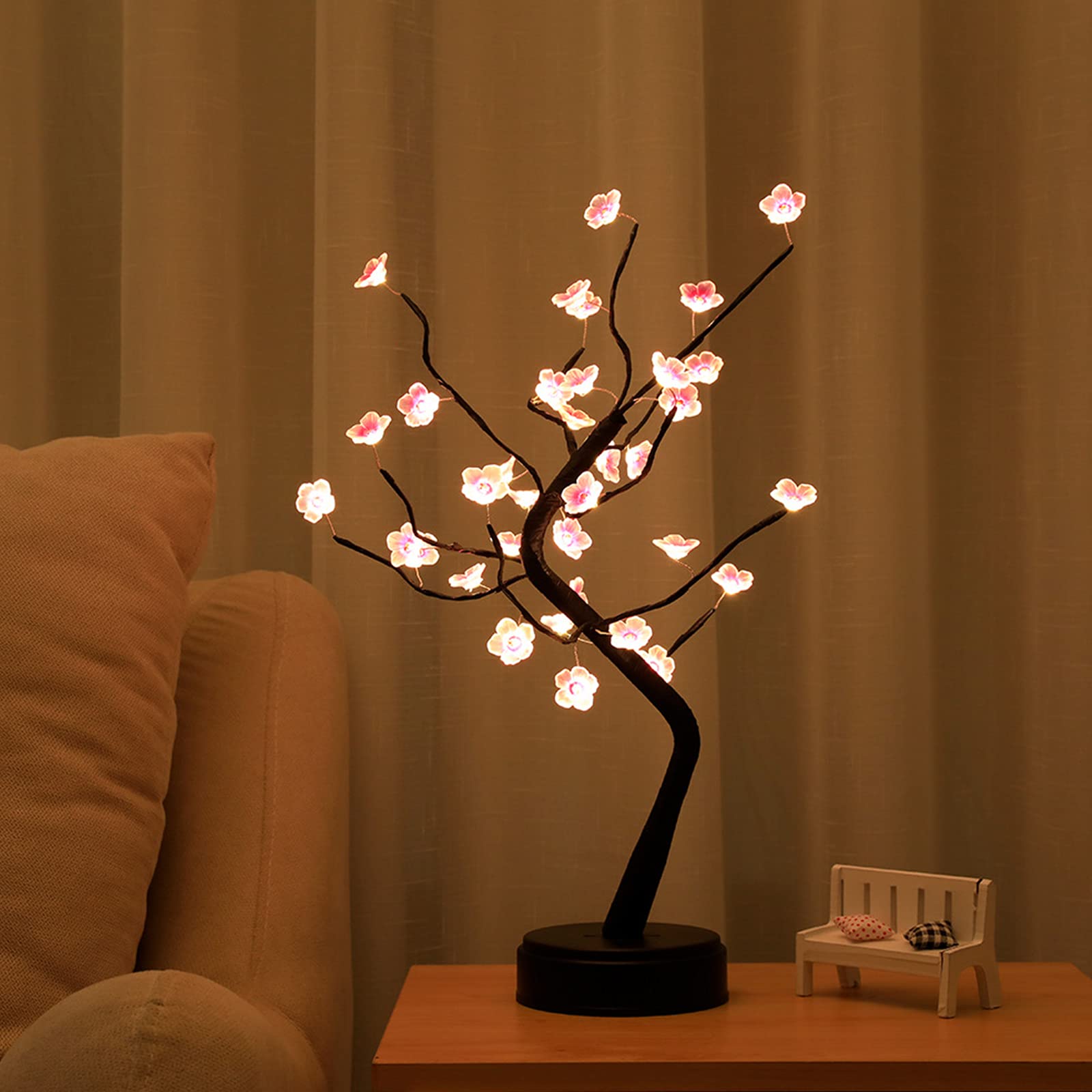 Buy RGB Cherry Blossom Tree Light,Tabletop Bonsai Tree Light with 36 LED Japanese Sakura Flower