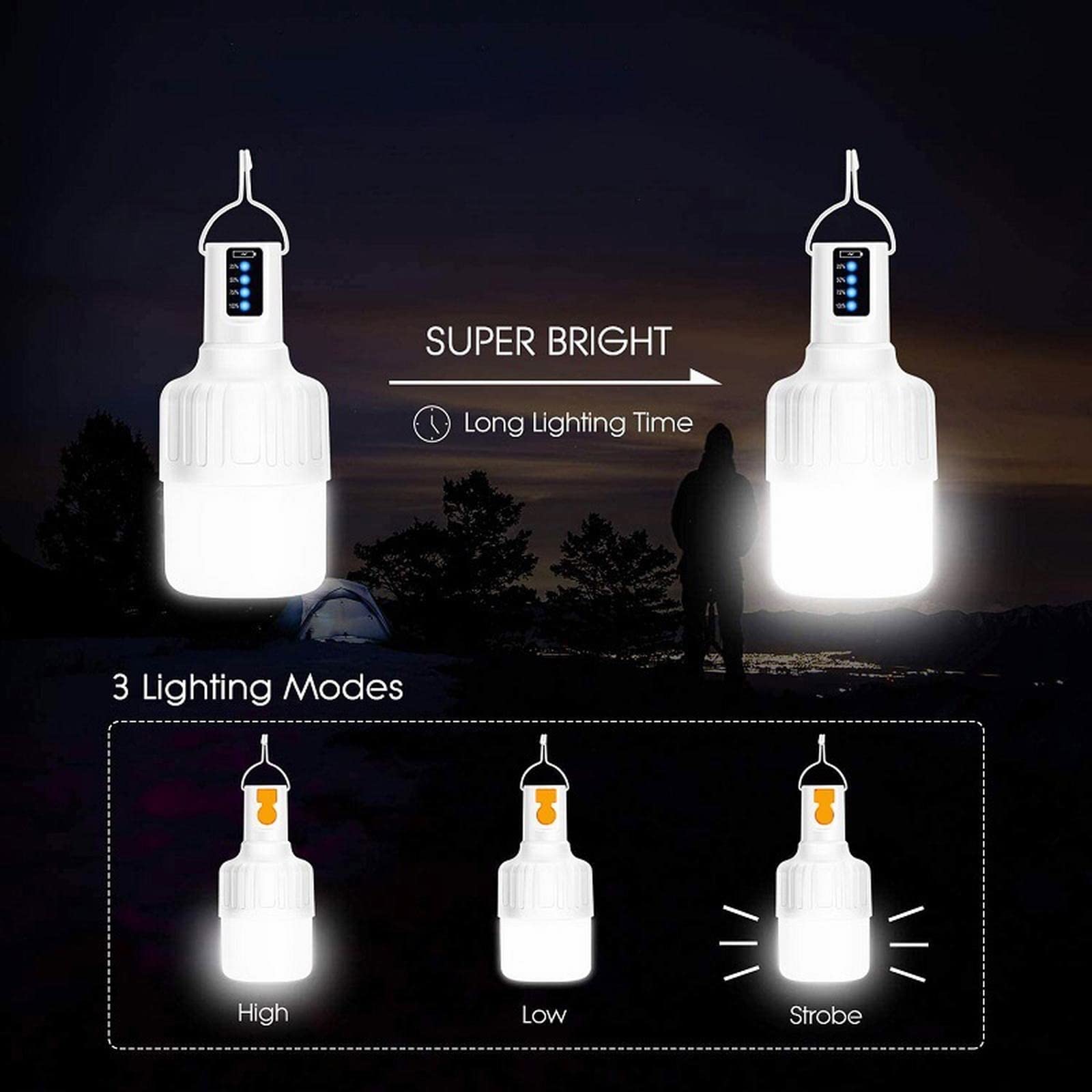 Oświetlenie zewnętrzne LED, Żarówki LED Super Bright LED Lampa kempingowa Latarnia Akumulatorowa Lampa namiotowa