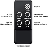 Vista 3 de RICHFLAME 33 Pulgadas, 21 Pulgadas de Alto, Inserto de Chimenea Eléctrica Edward con Interior de Hormigón Desgastado, Sonido Crepitante de Fuego