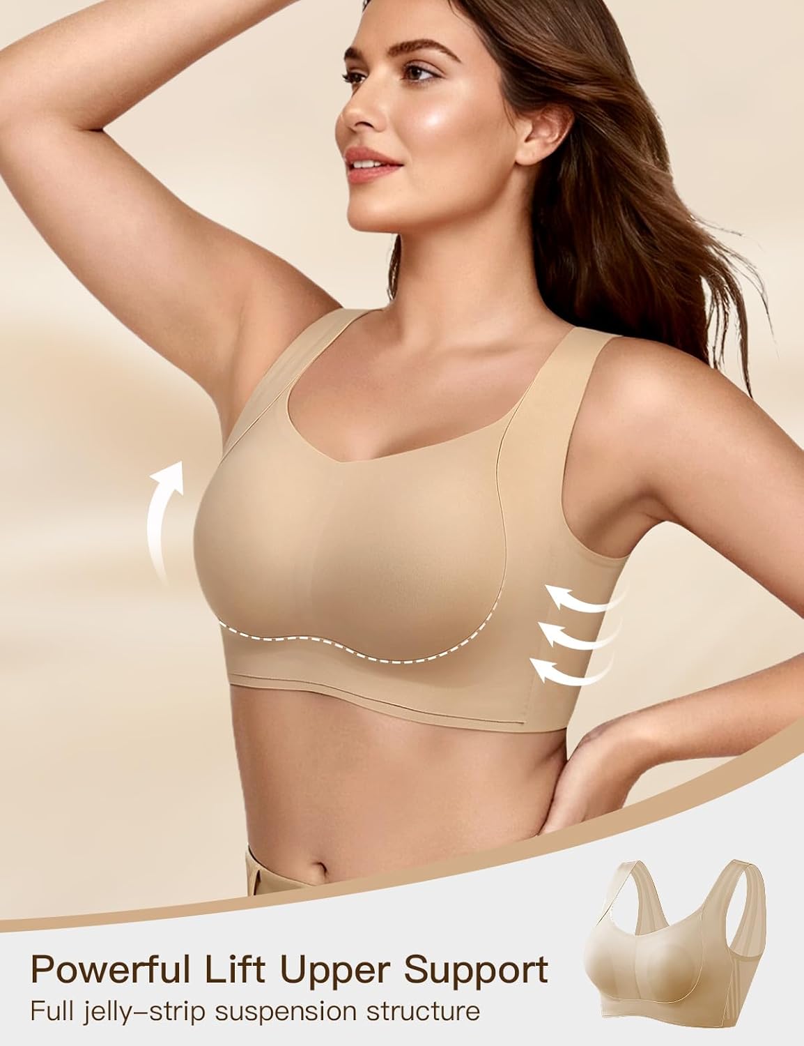 Wireless Jelly Bras for Women Supportive Bras Sexy Comfy Bralette Seamless Tshirt Everyday Bra Gentle Support All-Day Lift - Image 2