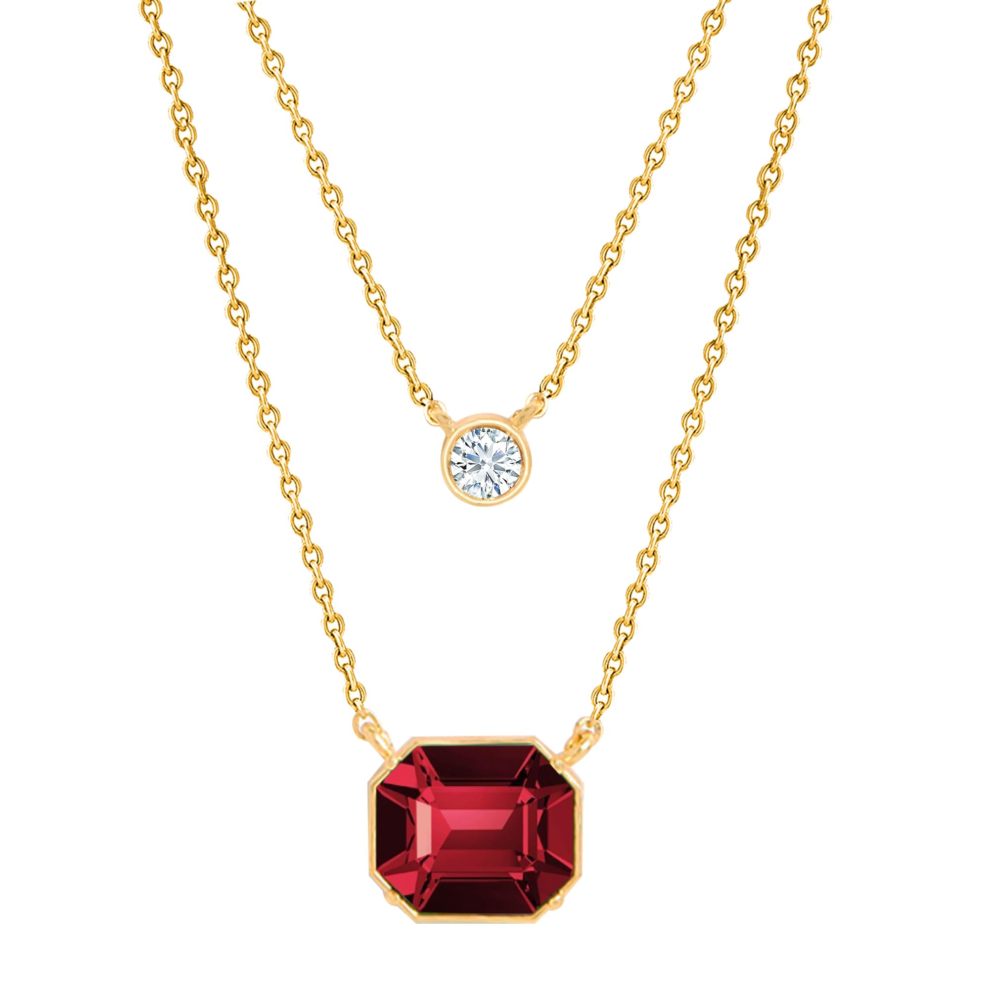 MINUTIAE Stylish Double Layered Gold Plated Neck Wear Red Ruby Austrian Crystal Pendant Necklace For Women With Extendable Chain (B0CTNNR56J) Amazon Price History, Amazon Price Tracker
