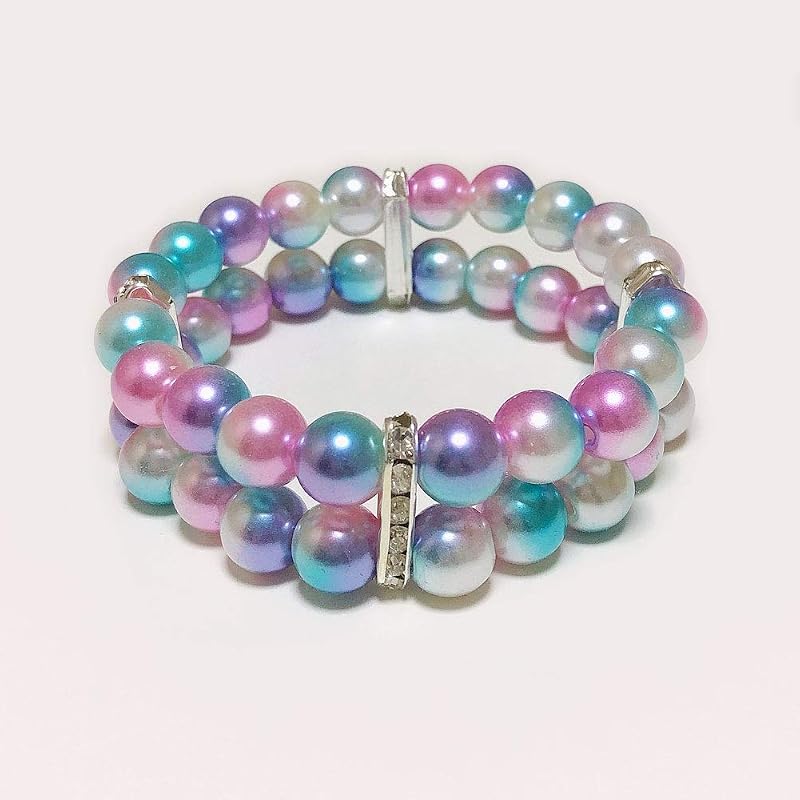 Colar para Cães Pequenos com 2 Fileiras de Pérolas e Strass PETFAVORITES Ombre Purple 25 Strass 25,4 cm