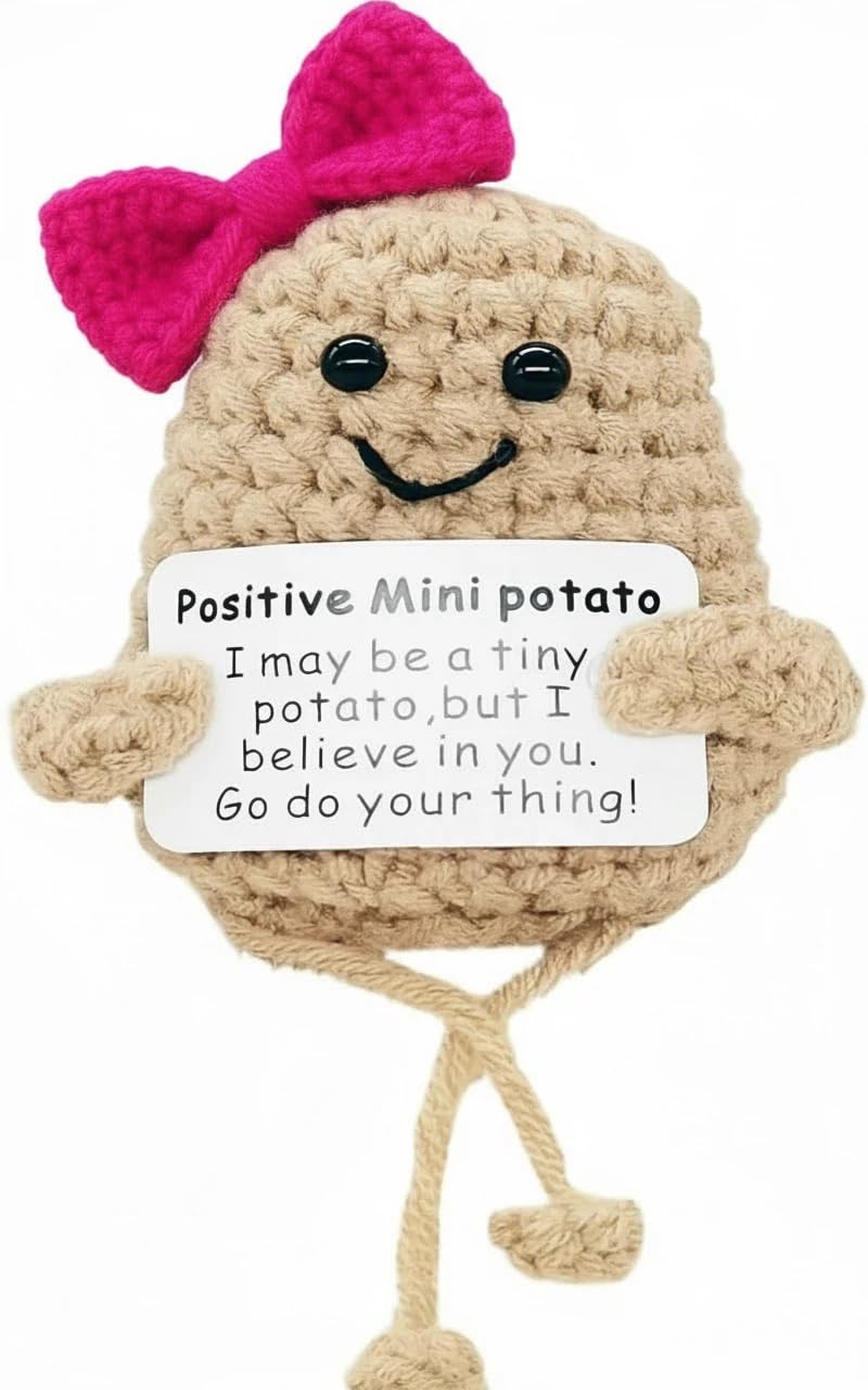 qyqkfly 1 Pcs Positive Mini Potato Breast Cancer Good Luck Gifts for Women Easter Birthday Christmas Mom Sister Friend Wife Colleauge Coworkes Mental