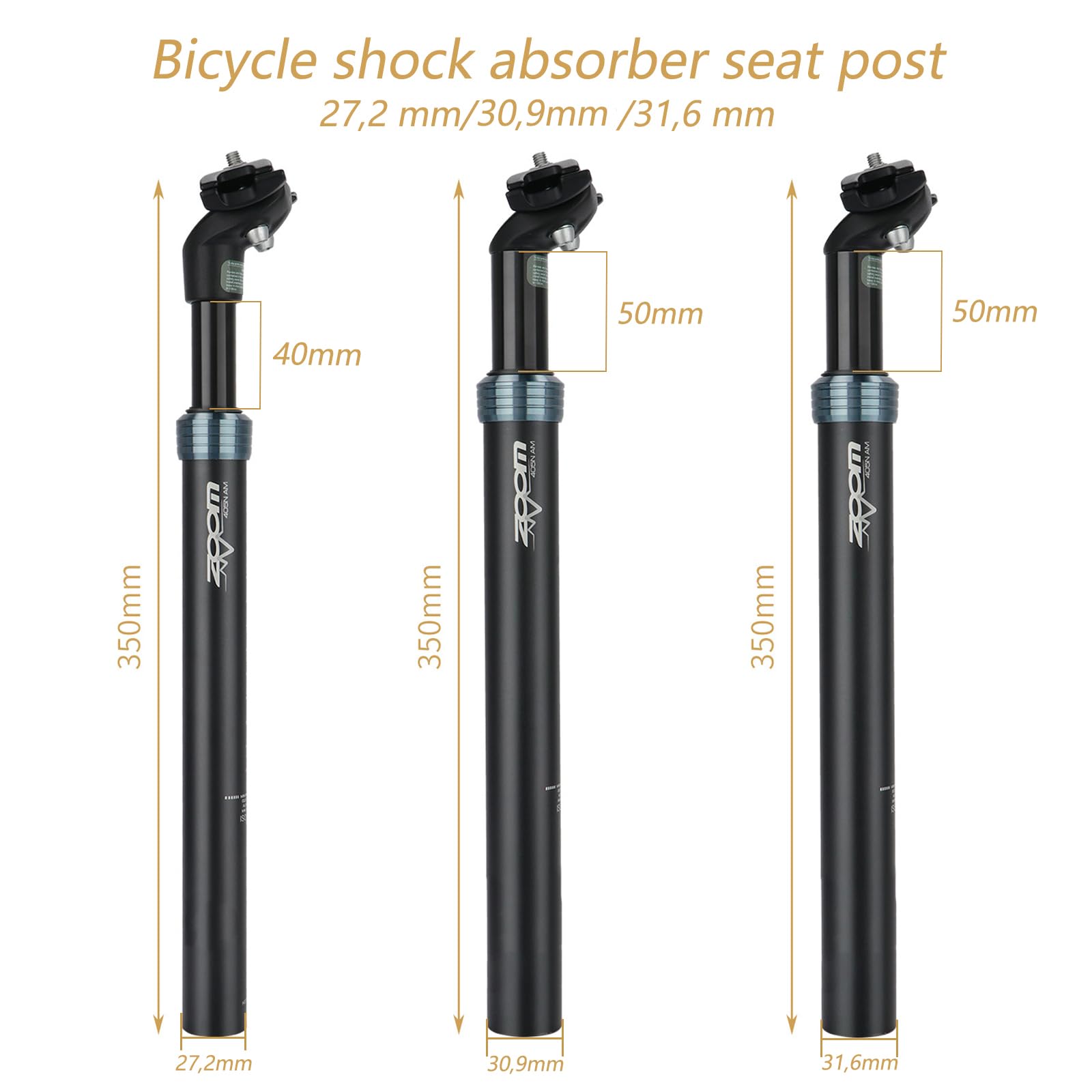 Yongness Bicycle Seat Post with Suspension 30.9 mm Black Telescopic Seatpost Spring Seatpost with Shock Absorption Suspension Aluminium Adjustable Seatpost for MTB Road Bike - Image 2