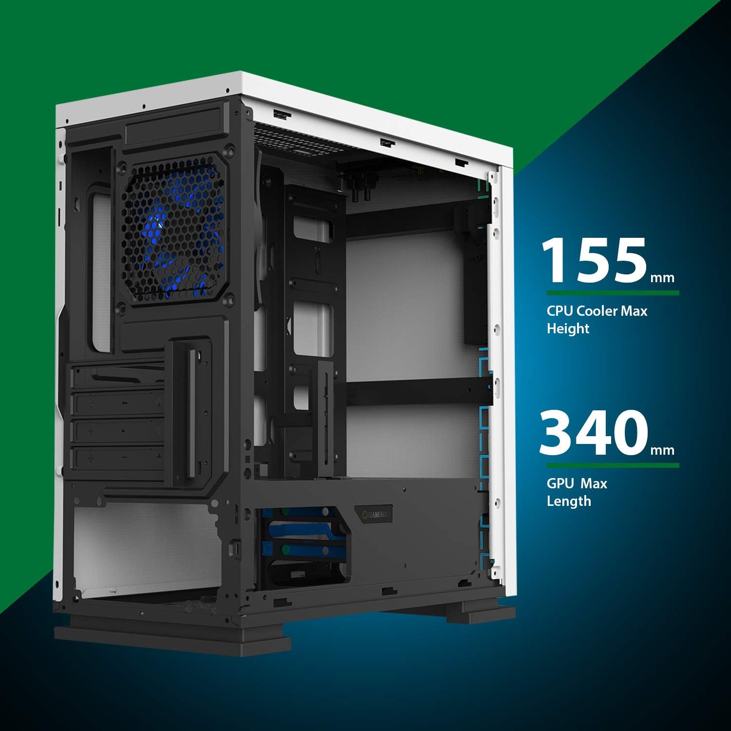 Component clearance measurements for CPU cooler and GPU