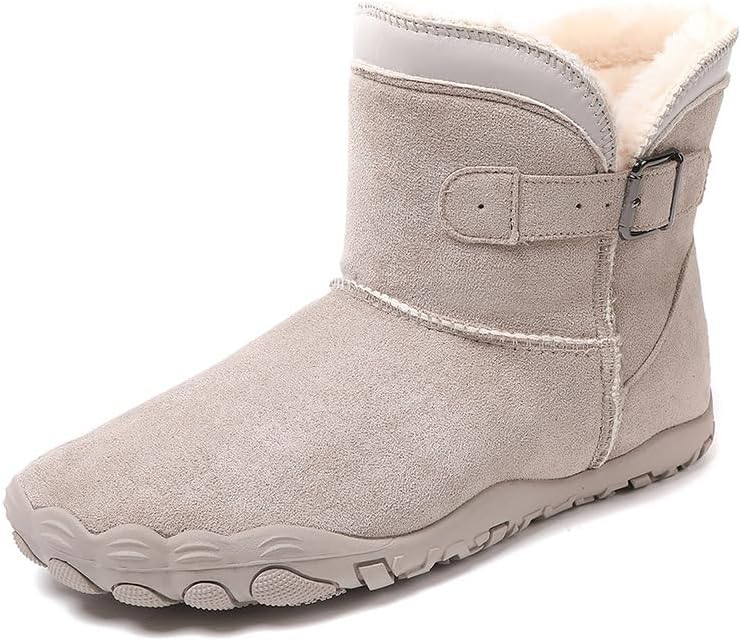Womens Barefoot Snow Boots Wide Toe Hiking Barefoot Boots for Women, Warm Ankle Booties Fur Lined Winter Boot Zero Drop