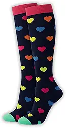 Meia De Compressão Esportiva Divertida Colorida Cano Alto Corrida Ciclismo Crossfit