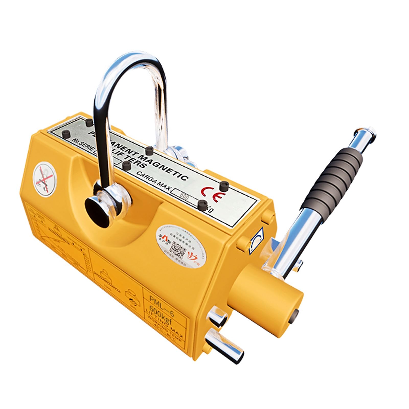 Sollevatore magnetico, magnete di sollevamento for piastre da 1320 libbre/600 kg con design a scanalatura a U, magnete di sollevamento for paranchi, blocchi e attrezzature for gru da officina