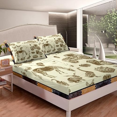 Feelyou Conjunto de lençóis de cama rústico com capa de edredom de fazenda com cavalo, trator de abó