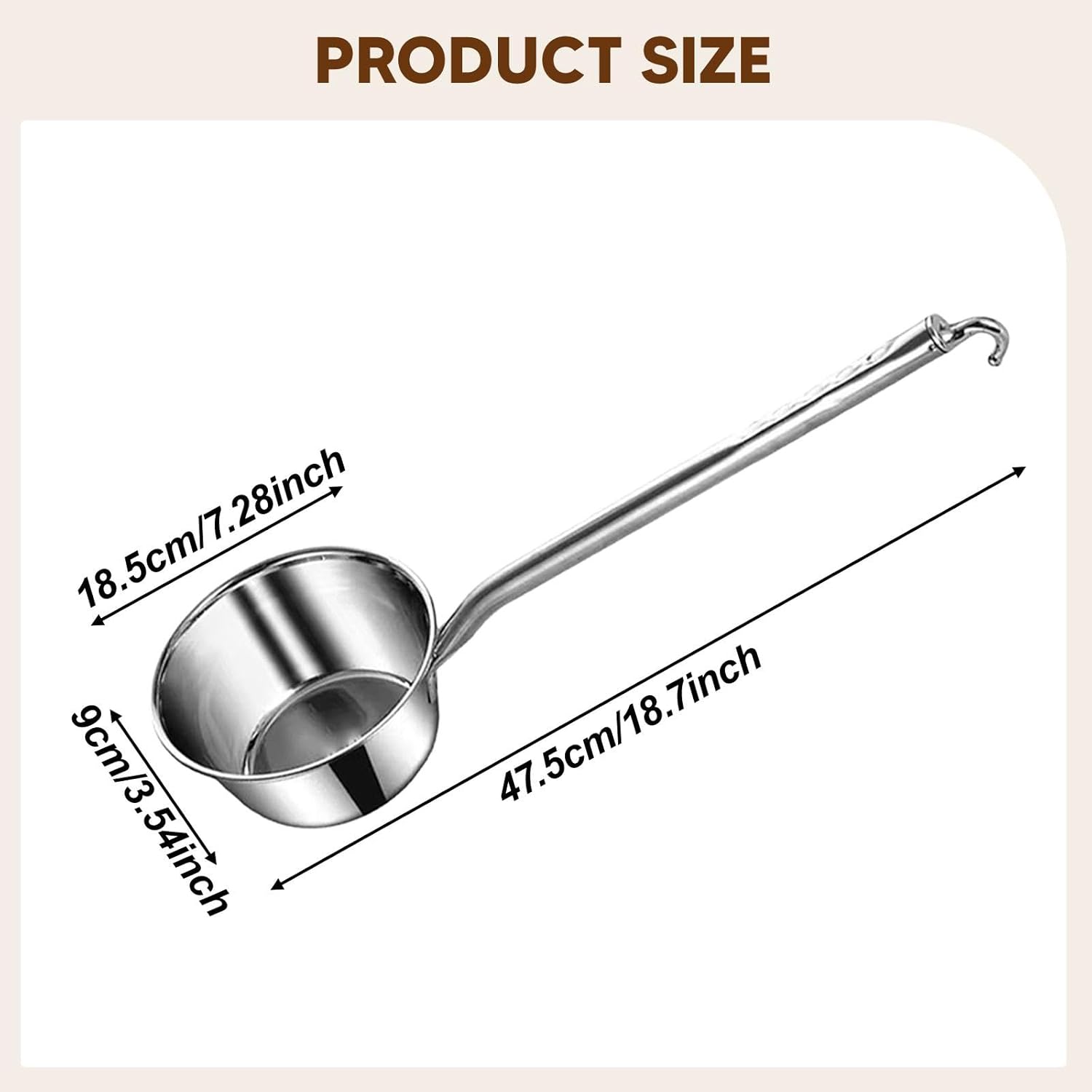 Stainless Steel Water Ladle Cup Long Handle Soup Spoon,Spoon,for Hair Washing Cooking Bath Rinse Kitchen Watering Flowers, XL