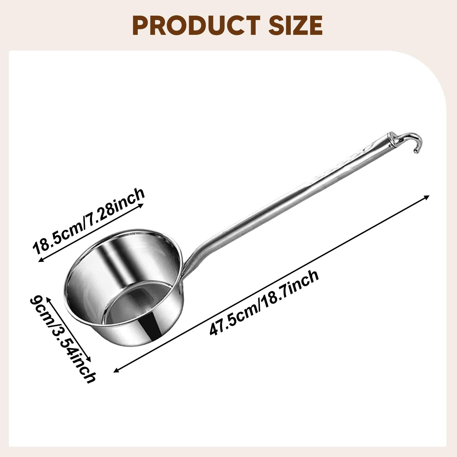 Louche En Acier Inoxydable à Long Manche pour Arroser Les Fleurs Puiser de L'Eau Servir La Soupe et Laver Les Cheveux Conception Ergonomique Adaptée C, Xl