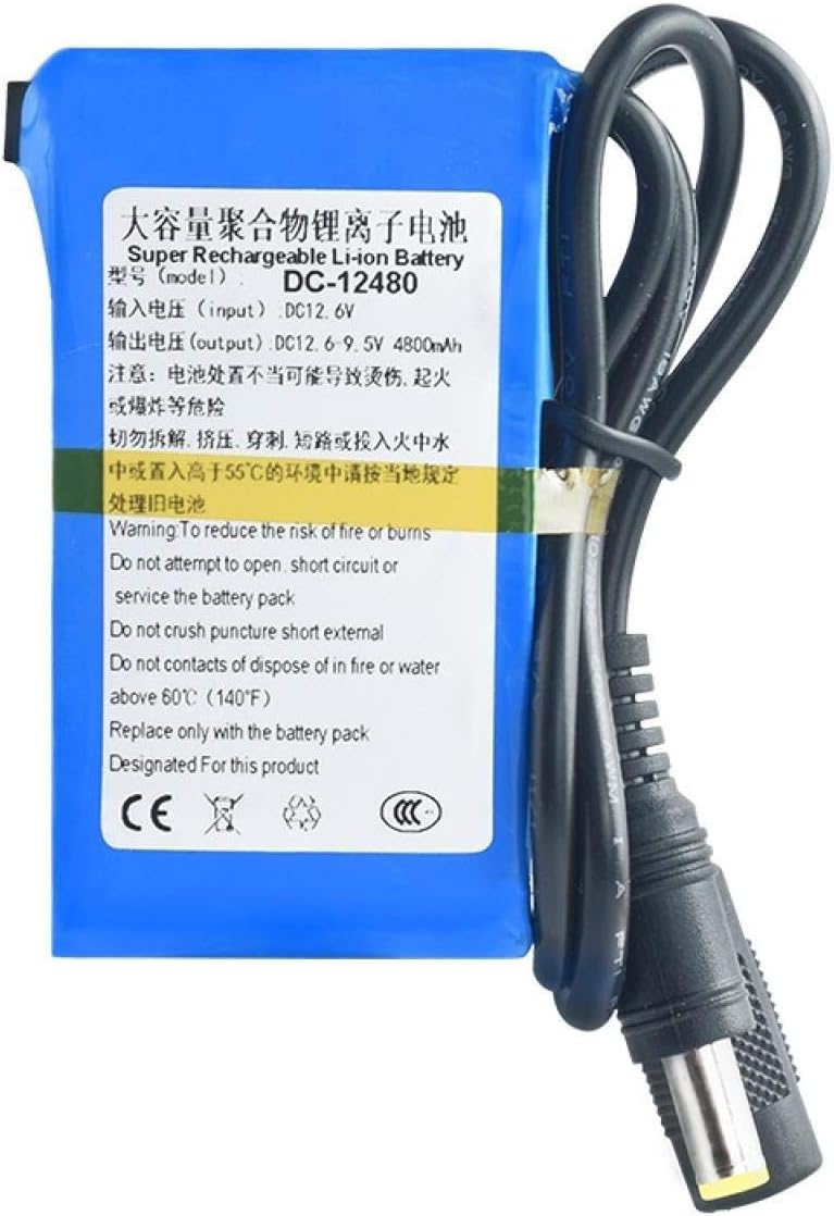 ndegdgswg DC 12v 12,6v 4800 6800 8000 9800 15000 20000mah Paquete De BateríAs De Iones De Litio, Batería De Iones De Litio Recargable con Interruptor De Encendido Y Apagado DC-12480