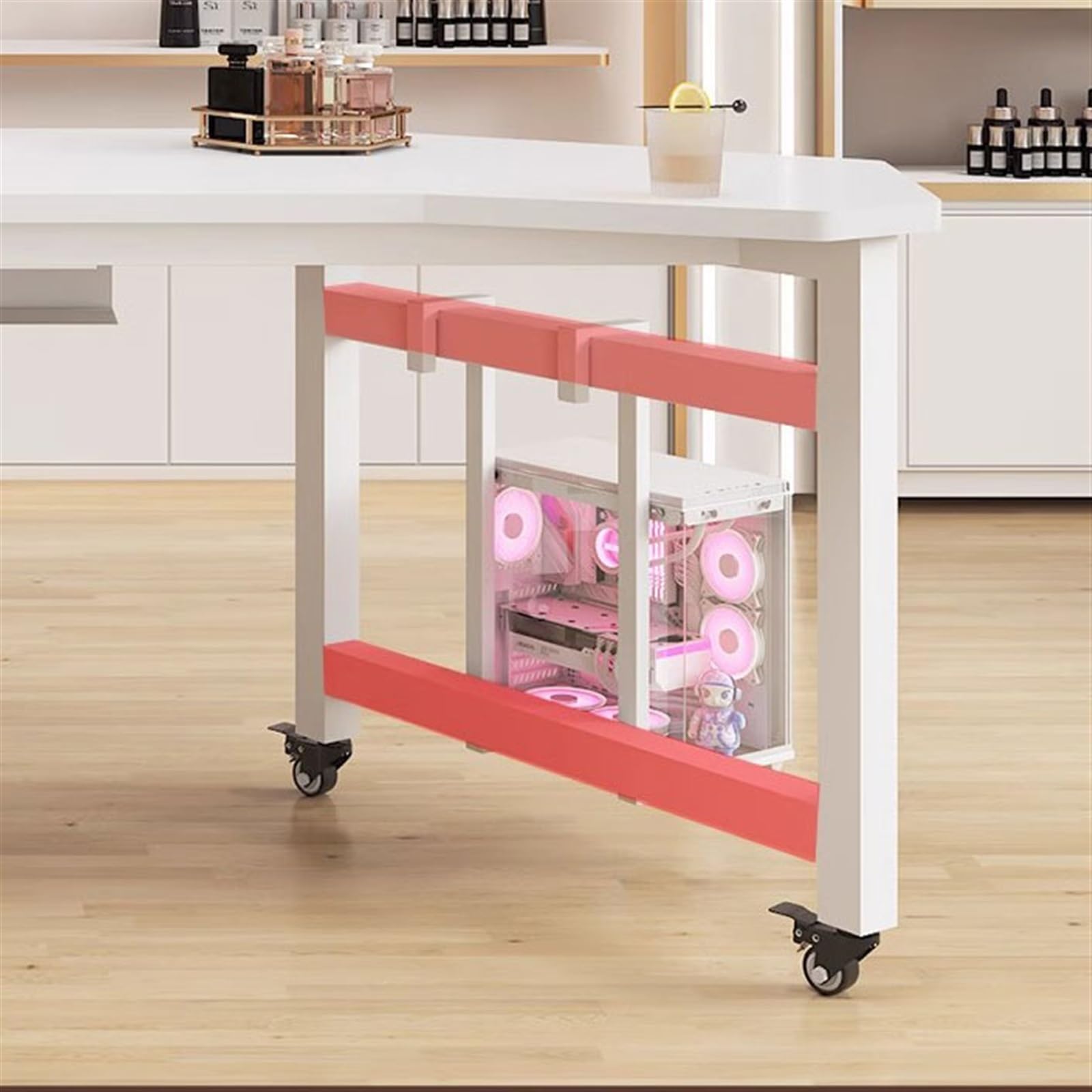 Einfach Mobiler Live-Tisch Anker mit Sonderangebot mit Ware Desktop-PC-Tisch Gaming-Tisch Licht Luxus-Display-Tisch Werkbank Schreiben(Weiß,140x76x74cm)
