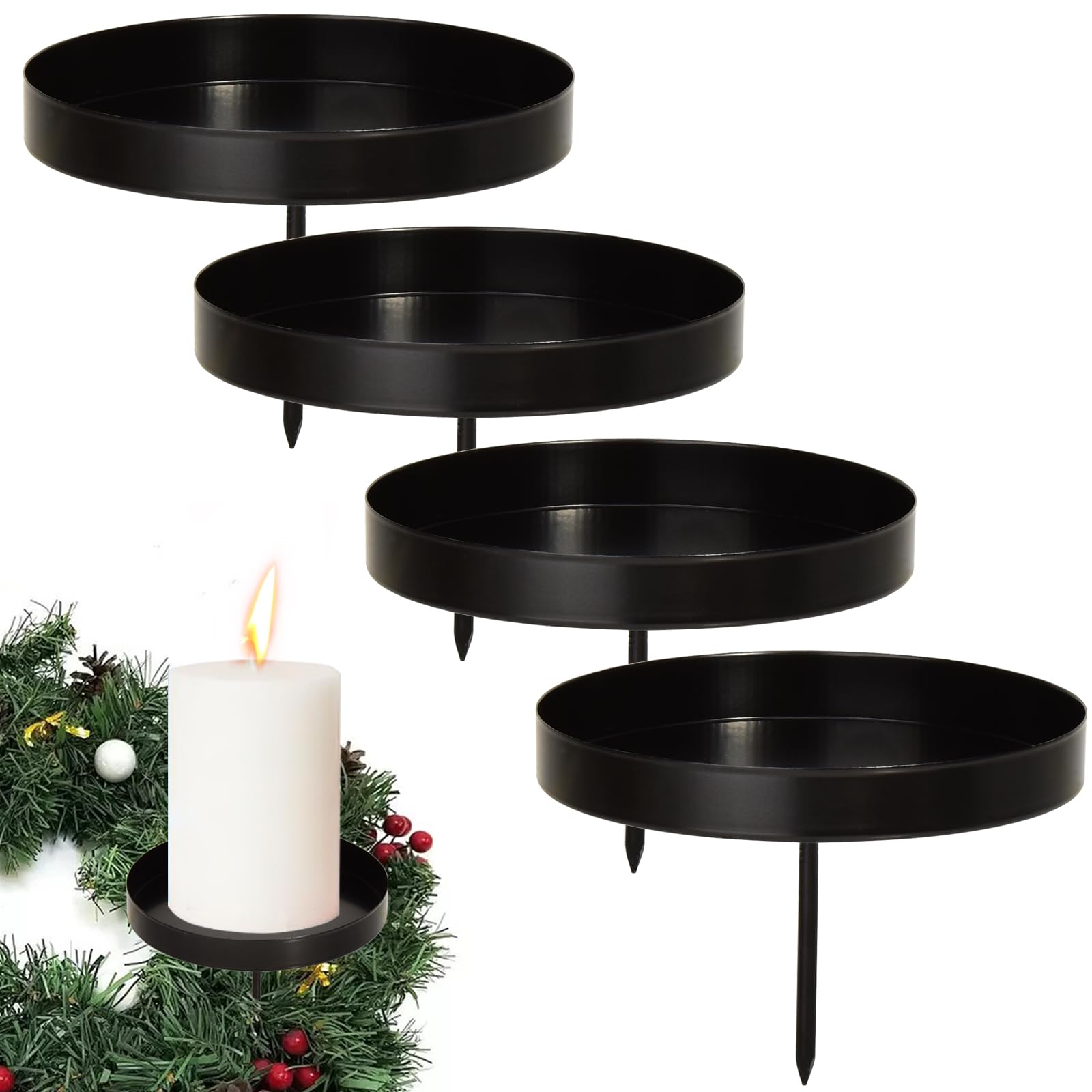 2er Set Schwarze Kerzenhalter Aus Metall - 11 Cm Durchmesser, Modern & Rutschfest