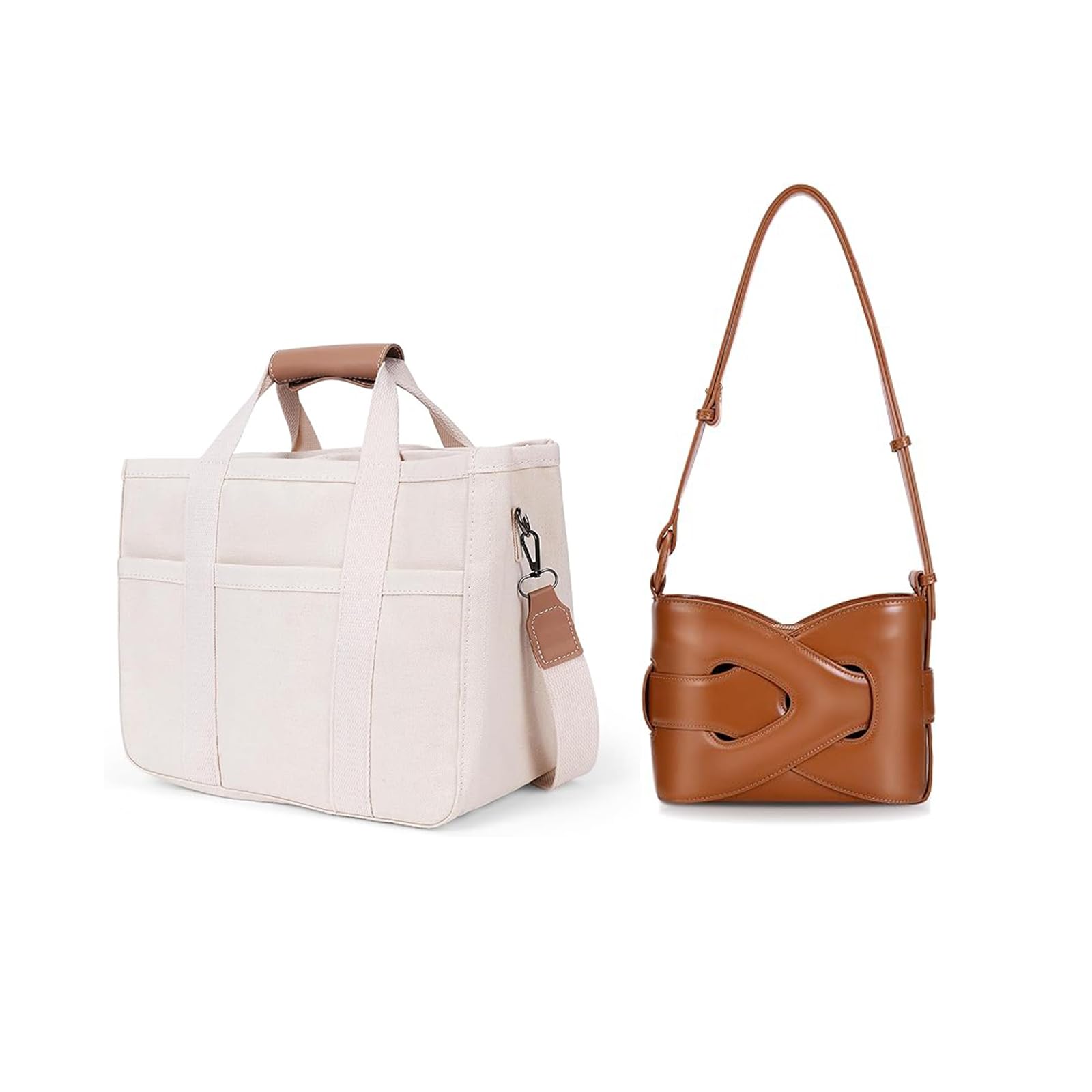 HICARRYTote Bag White Shoulder Bag Brown