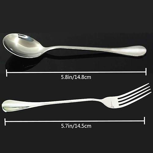 Vista 20 de VANRA Juego de cubiertos para niños de 3 piezas de acero inoxidable 18/10 para niños, juego de cubiertos plateados, cubiertos para niños