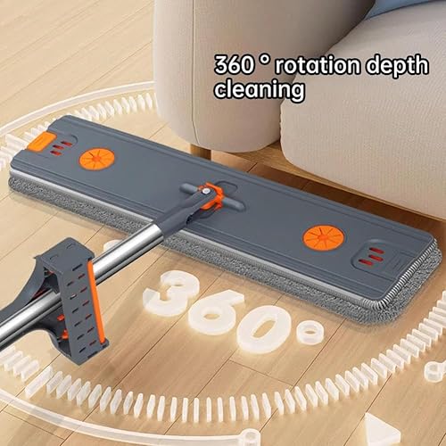 Miniatura 3 de JCAKES Trapeador húmedo para limpiar el piso, mopa de madera, mopa de microfibra, trapeador plano grande, manos autónomas, mopa de microfibra