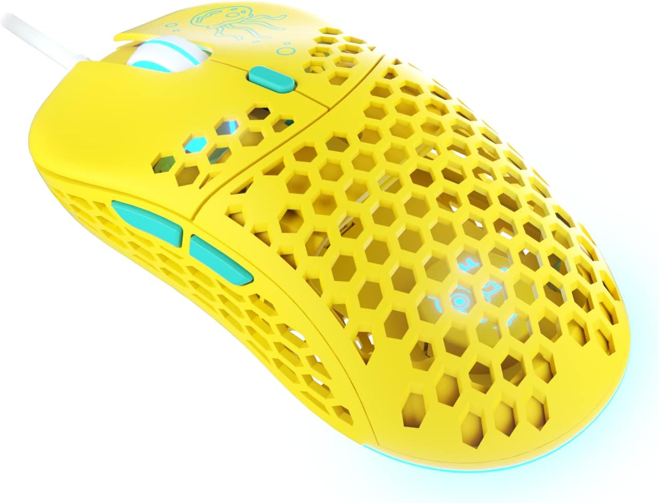 Ghost Keyboards M1 Spongebob Edition - RGB Gaming Mouse with Ultralight Sleeve Cord - PixArt 3360 Sensor for PC, Laptop, Xbox, PS4, Switch (50G)