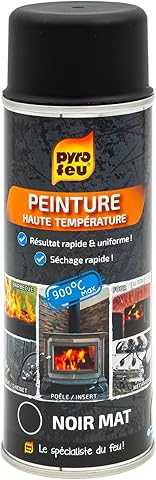 PYRO FEU 24950-6 Pintura Termica 900º C Negro Mate, Acero inoxidable, 400 ml (Paquete de 1) - Paquete Puede Variar