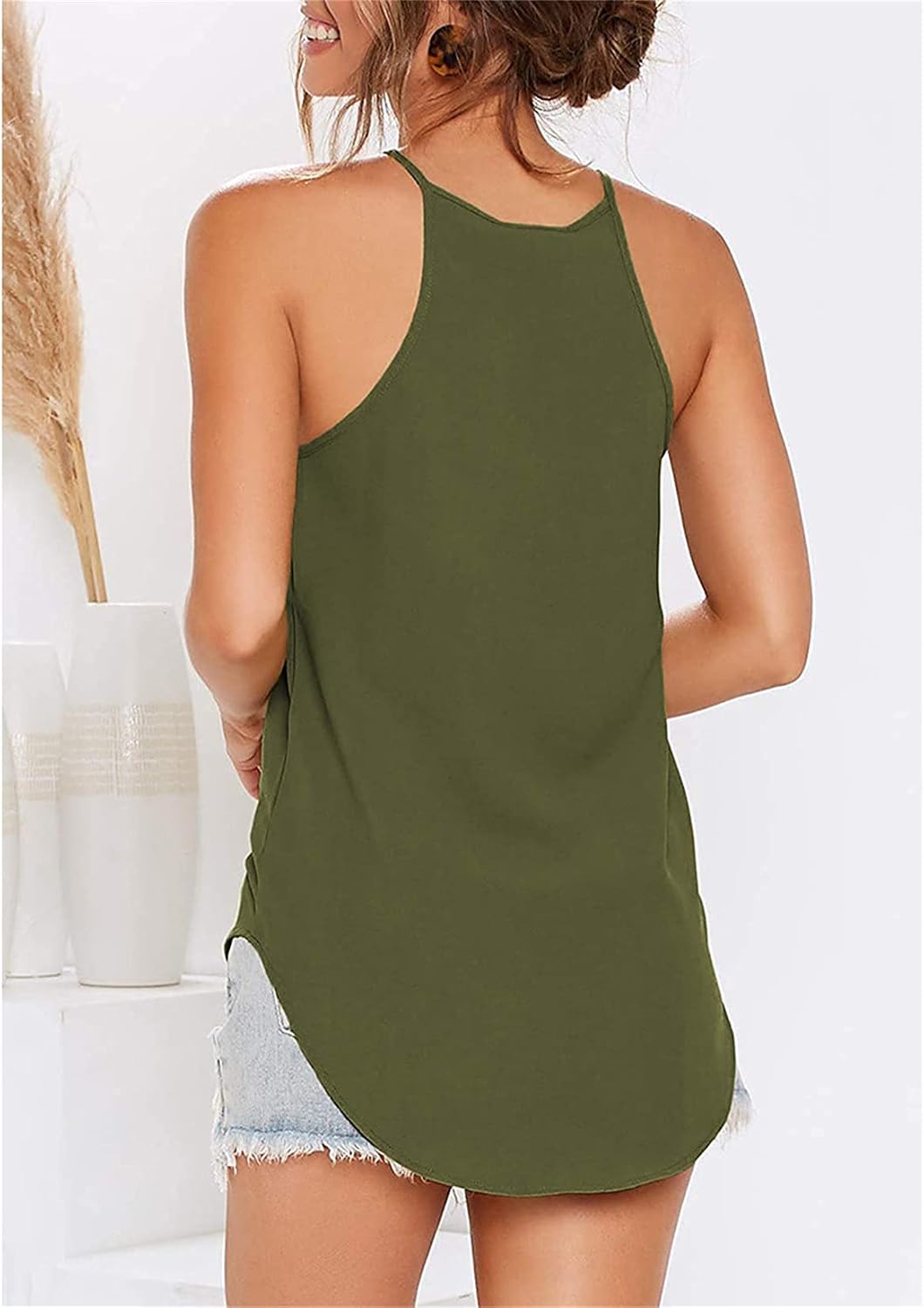Andongnywell Irregular Solid Color Sexy Summer Tank Tops for Womens Sleeveless T-Shirts Casual Clothes Blouses