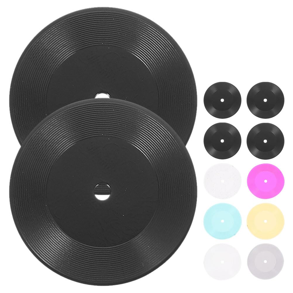 BESTonZON – Lot De 12 Mini Disques Vinyles – Accessoires Maison De Poupée – Déco Rétro Miniature – Plastique 5 Cm