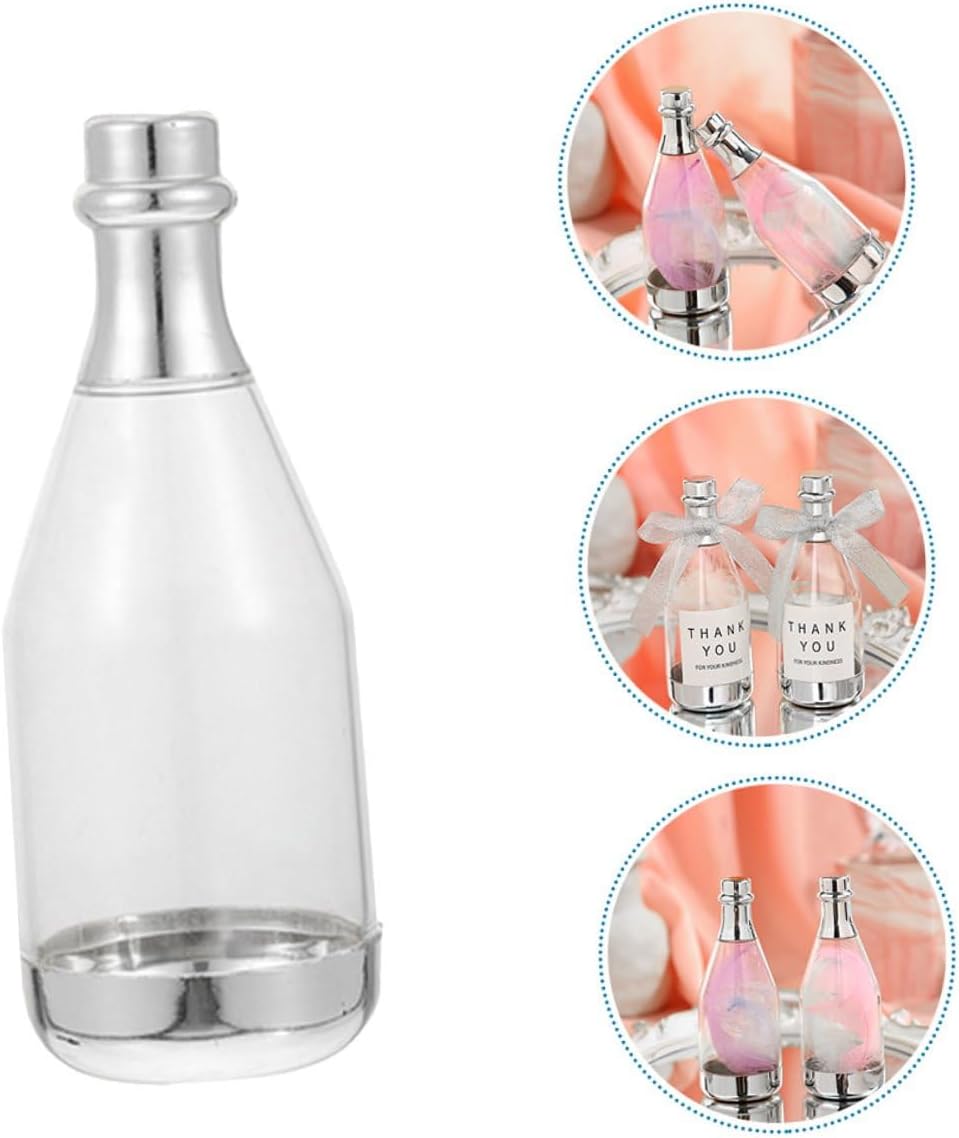 Beavorty 20pcs Silver Bottle Shaped Candy Boxes Large Party Candy Containers for Wedding Favors Banquet Decorations Elegant Cases for Adult Events