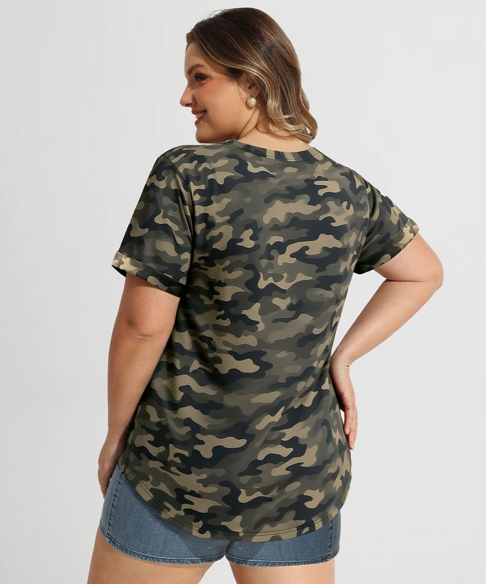 RITERA Plus Size Tops for Women Tie Dye Casual V Neck Summer Short Sleeve Loose Fit T Shirts XL-5XL - Image 4