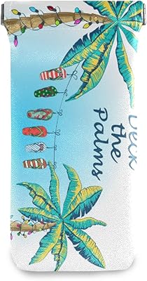 HUSSRITY Eyeglasses Case Beach Christmas Sunglasses Pouch Soft PU Leather Squeeze Top Eyeglass Holder Portable Glasses Case For Women Men