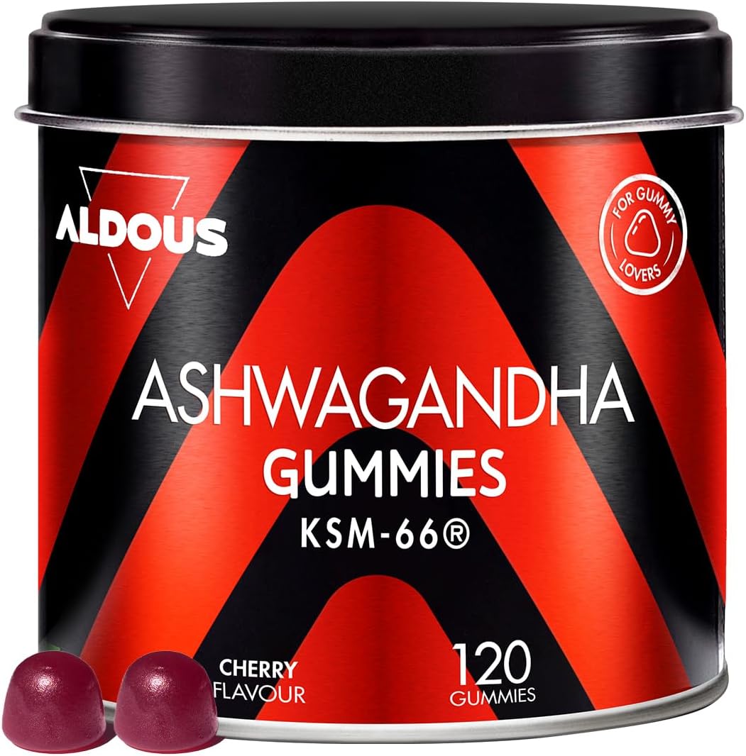 Ashwagandha KSM-66-120 Gummies met kersensmaak – Withania Somnifera – Anti-Stress, Angstcontrole, Natuurlijke Ontspanning – Energie en Vitaliteit – Voor liefhebbers van Gummies