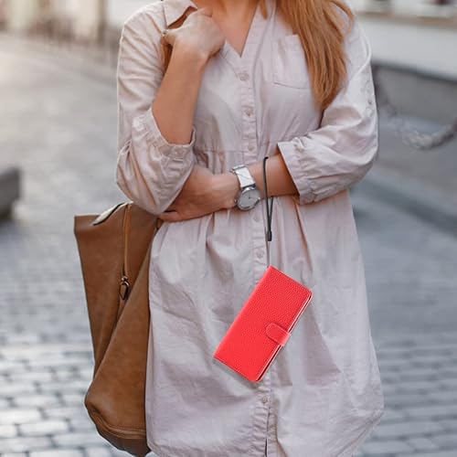 Miniatura 6 de Asuwish Funda para teléfono TCL Stylus 5G 2022 con protector de pantalla de vidrio templado y patrón de lichi, tarjetero y ranura para tarjetero,