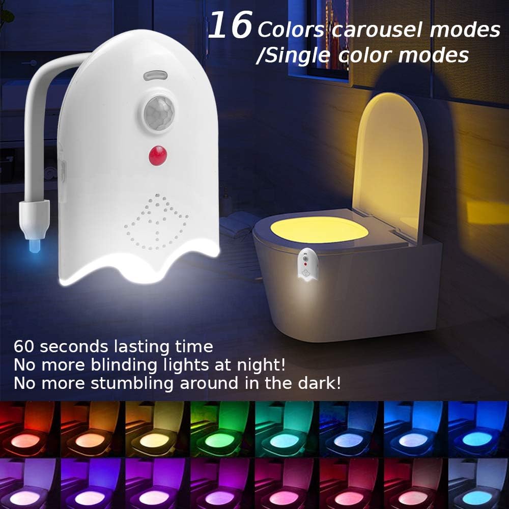 2 Pack Light Up Toilet Night Light Motion Sensor 16 Colors, Rechargeable Led Toilet Bowl Night Light Motion Activated W/ Aromatherapy Tablets, Funny Birthday Gifts Ideas - By Lantoo