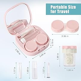 Contact Lens Travel Kit with Cleaner Washer, Portable Contact Box with Mirror Tweezers Remover Tool Solution Bottle for Daily Outdoor