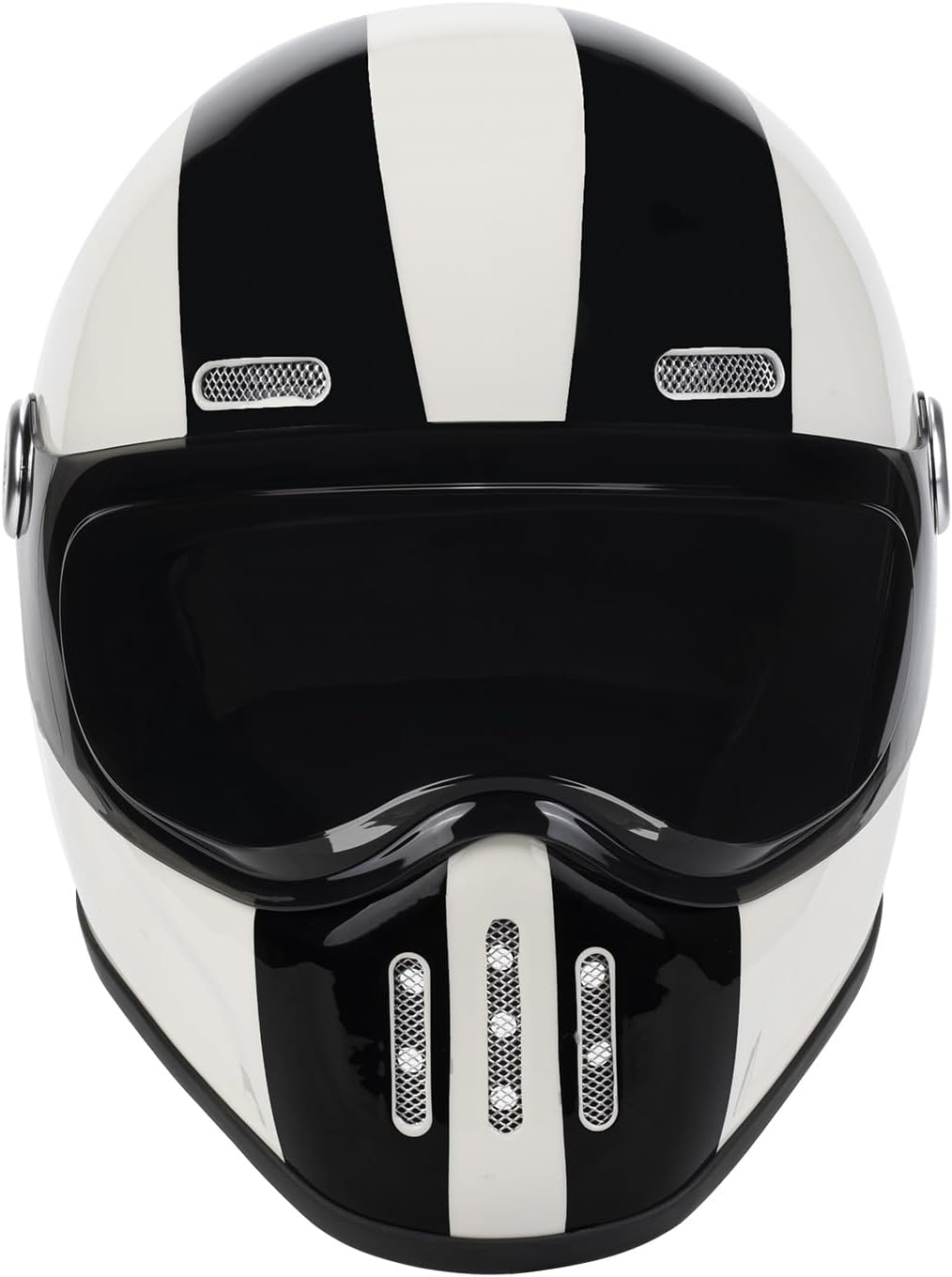 Retro Full Face Motorcycle Helmets with Striped Fiberglass Shell DOT Approved Unisex-Adult , Vintage Helmet with Visor for Moped ATV Cruiser Scooter