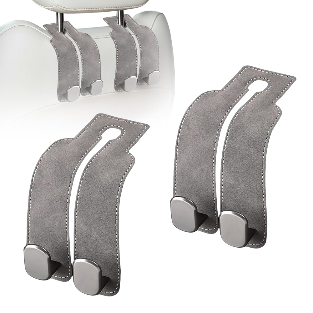 Headrest Hooks for Car, Twinhook Car Seat Hooks for Headrest (Grey 2Pcs)